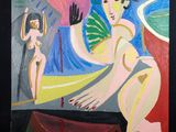 tableau représentant un tableau représentant une femme avec une ombrelle et une femme avec une ombrelle