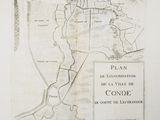 an old map of the city of limoonde, with a plan of the town of limoonde