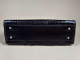 black croc embossed leather long wallet