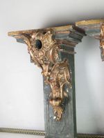 PAIRE DE CONSOLES D'APPLIQUES en bois laqué vert et stuc dor… (photo 3)