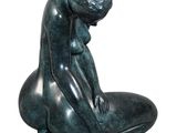 statue of a woman kneeling on her knees on a white background