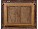 an old picture of a window with a wooden frame on it