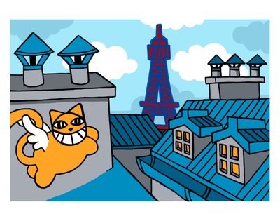 M.CHAT CHAT AILÉ SUR LES TOITS DE PARIS, 2025 - Photo 1