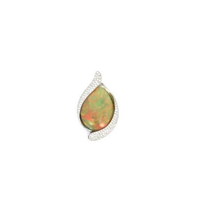 Travail contemporain Pendentif en or gris 750‰, opale ovale …