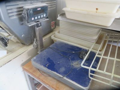 an image of a kitchen with a blue counter top