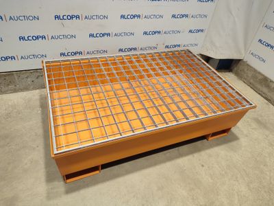 an image of a metal grate on top of a wooden pallet