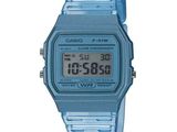 La montre Casio est bleue et dispose d'un affichage numérique.