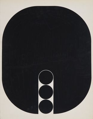 une image représentant une affiche en noir et blanc sur laquelle figurent des cercles