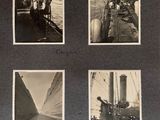 quatre photographies en noir et blanc d'un bateau à l'eau