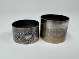 pair of antique silverplated napkin holders with floral designs