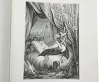 an open book with a picture of a woman reading a book