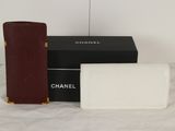 chanel white and red leather wallet with matching case