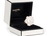 chanel white flower ring in box
