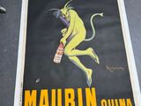 affiche française représentant un démon tenant une bouteille d'alcool posée sur une table