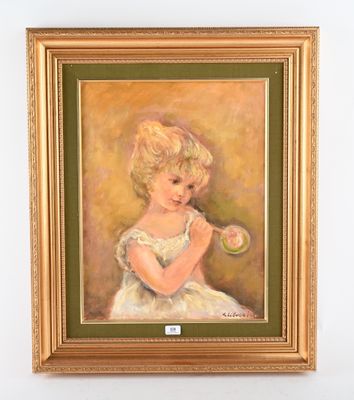 K.LIBROWIK portrait de fillette à la bulle de savon. - Photo 1