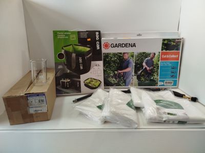 une boîte contenant du matériel de jardinage posée sur un comptoir