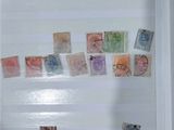 a picture of a refrigerator with stamps on it
