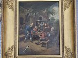 an old painting of a group of men playing cards in a tavern