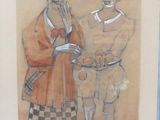 drawing of two people in costumes standing next to each other