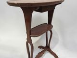 an image of a wooden table with a shelf underneath it