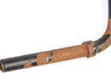 an old rusted pipe with a rusted handle on a white background
