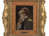 an image of a painting of a young girl smoking a cigarette