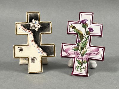 Emile GALLE (Lorraine). Réunion de deux porte-menus en forme… - Photo 1