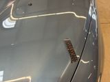 a close up of a car ' s hood with a sticker on it