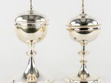 pair of silver plated salt and pepper shakers