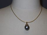 an image of a necklace with a black pearl on a mannequin
