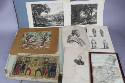 some old books are sitting on a table with pictures on them