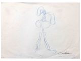 an image of a drawing of a person with a hat and a cane