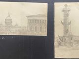 deux anciennes cartes postales représentant un bâtiment avec une tour horloge en arrière-plan