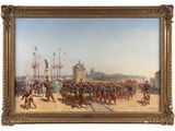 an image of a painting of a group of men riding horses