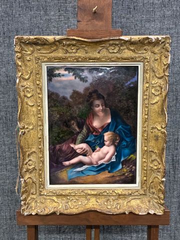 Émail de Limoges « Le Repos en Égypte », Signé C. FAURE. 34 X 25 ...