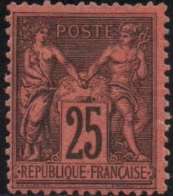 a stamp with a picture of two women on it