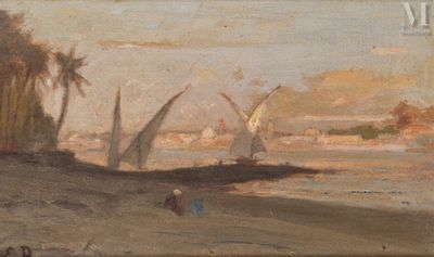 une image représentant un tableau représentant une scène de plage avec des voiliers sur l'eau