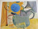 a picture of a painting of a vase with flowers in it