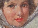 an image of a painting of a woman wearing a hat