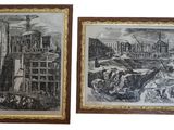 deux photos encadrées représentant une ville avec des bâtiments et une calèche