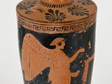 a vase with an image of an angel on it
