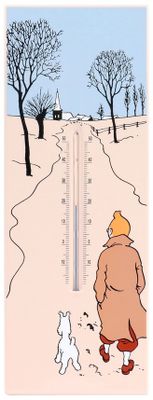 Hergé = Tintin, plaque émaillée Le thermomètre, Tintin sous …
