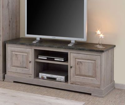 Meuble TV contemporain BOGOTTA MATELPRO, 2 portes + niches c…