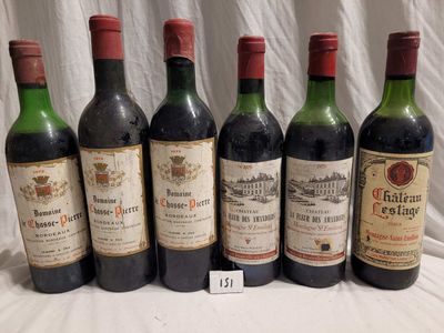 Lot de 6 bouteilles dont 1 bouteille CHÂTEAU LESTAGE 1983 MO…
