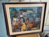 a painting of a group of people sitting around a table