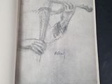 drawing of a hand holding a baseball bat in a book
