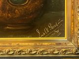 a picture of a painting of a vase with flowers in it