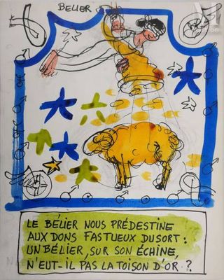 drawing of a cartoon of a man and a cow in a frame