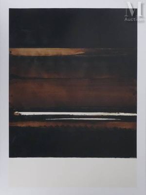 an image of a black and brown painting on a white wall