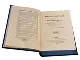 an open book on a white background with a blue border
